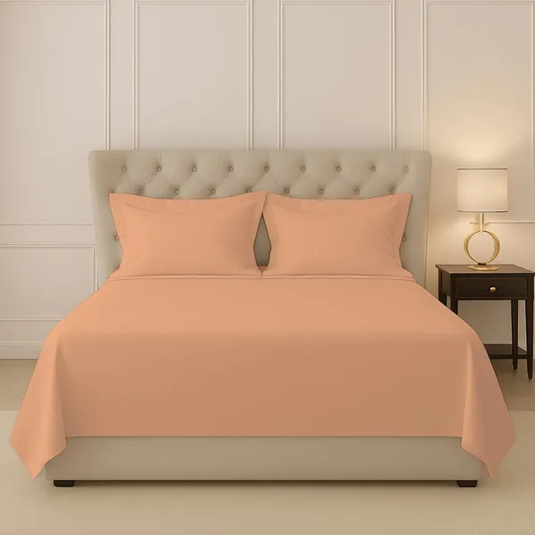 Cotton_Solid_Peach_Queen_Size_Bedsheet_With_2_Pillow_Covers