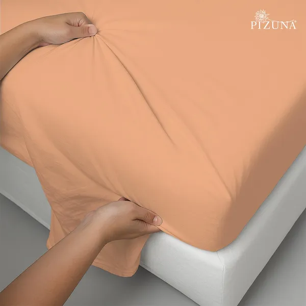 Cotton_Solid_Peach_Queen_Size_Bedsheet_With_2_Pillow_Covers
