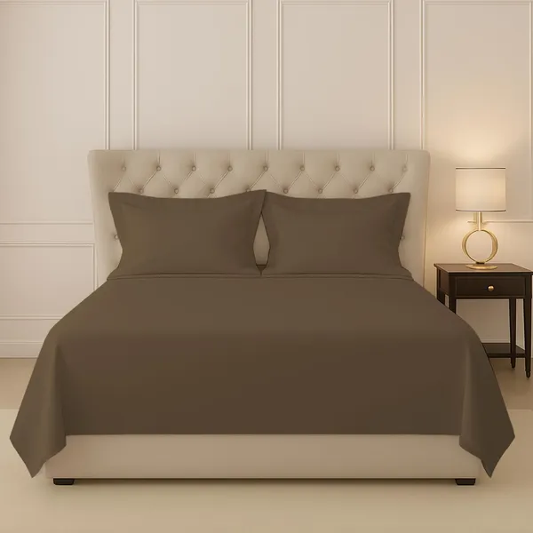 Cotton_Solid_Woody_Brown_King_Flat_Bedsheet_With_Pillow_Covers