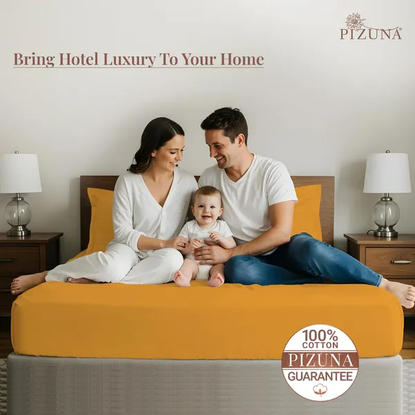 Pizuna_Cotton_Solid_Honey_Gold_Queen_Bedsheet