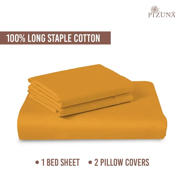Pizuna_Cotton_Solid_Honey_Gold_Queen_Bedsheet