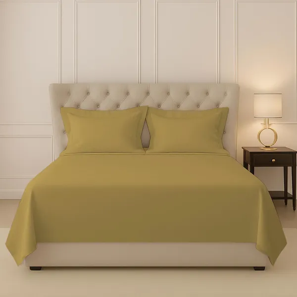 Cotton_Solid_Mustard_Gold_Queen_Flat_Bedsheet