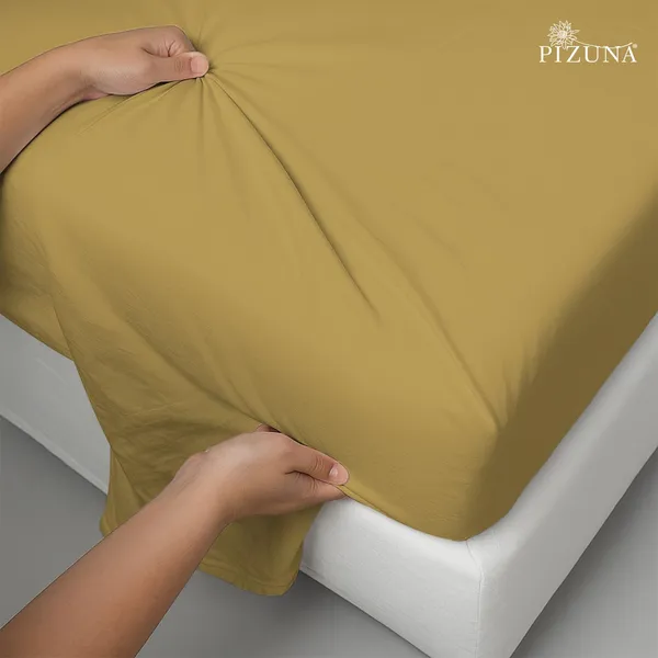 Cotton_Solid_Mustard_Gold_Queen_Flat_Bedsheet