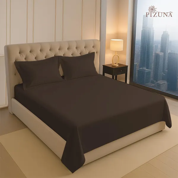Cotton_Solid_Dark_Brown_King_Flat_Bedsheet