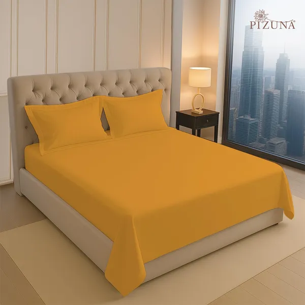 Honey_Gold_Cotton_Sateen_Solid_Double_Bedsheet