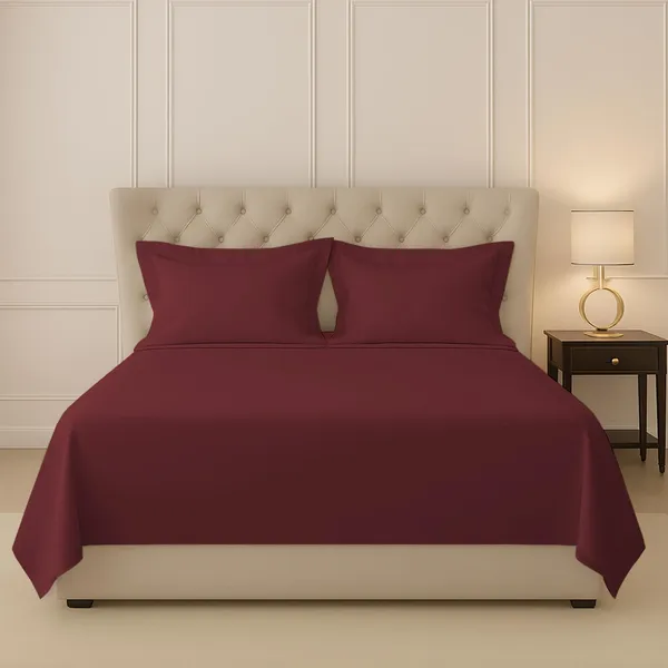 Pizuna_Cotton_Solid_Brick_Red_Queen_Bedsheet