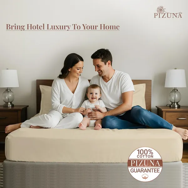 Pizuna_Cotton_Solid_Beige_Queen_Bedsheet