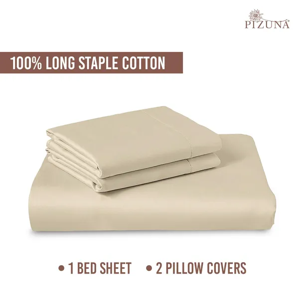 Pizuna_Cotton_Solid_Beige_Queen_Bedsheet
