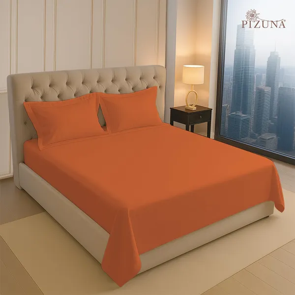 Cotton_Solid_Burnt_Orange_Queen_Flat_Bedsheet