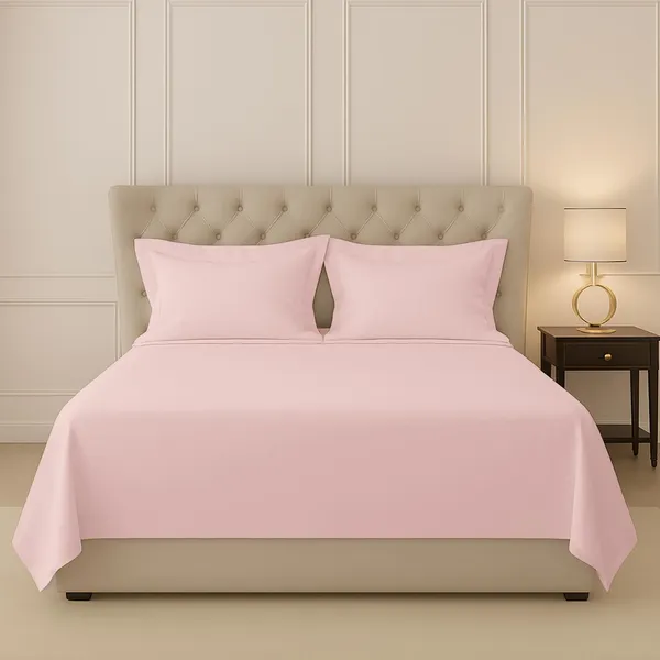 Pizuna_Cotton_Solid_Light_Pink_Double_Flat_Bedsheet_With_Pillow_Covers