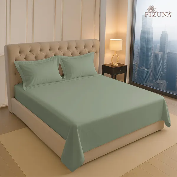 Cotton_Sateen_Solid_Sea_Foam_Double_Flat_Bedsheet