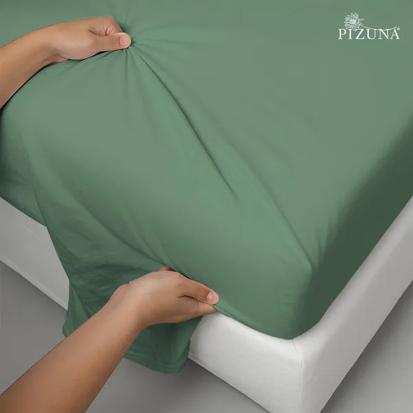 Hedge_Green_Cotton_Sateen_Solid_Double_Bedsheet