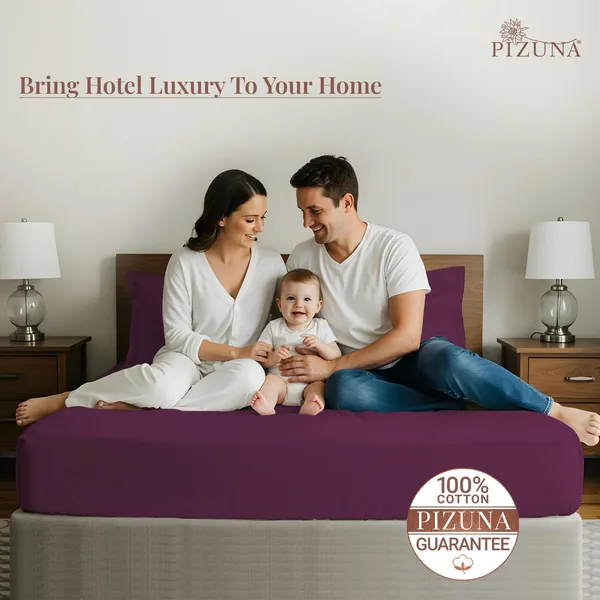 Pizuna_100%_Long_Staple_Cotton_Solid_Berry_Plum_King_Flat_Bedsheet_Set
