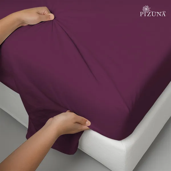 Pizuna_100%_Long_Staple_Cotton_Solid_Berry_Plum_King_Flat_Bedsheet_Set