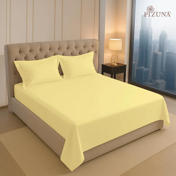 Mellow_Yellow_Cotton_Sateen_Solid_Double_Bedsheet