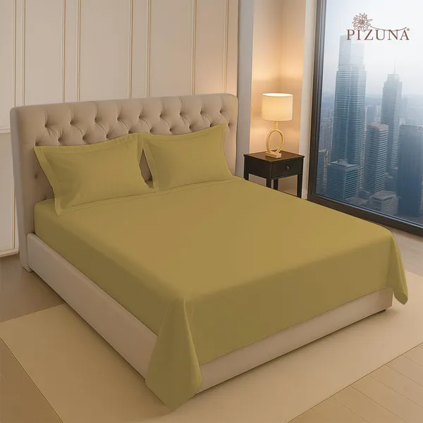 Mustard_Gold_Cotton_Sateen_Solid_Double_Bedsheet
