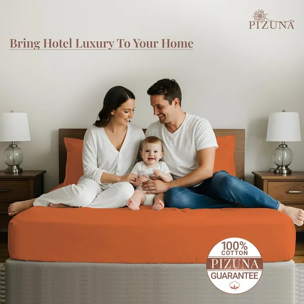 Burnt_Orange_Cotton_Sateen_Solid_Double_Bedsheet