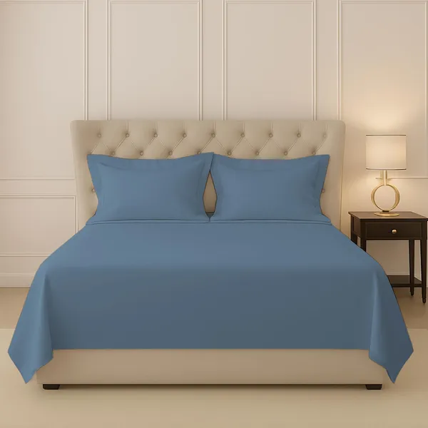 Dusty_Blue_Cotton_Sateen_Solid_Double_Bedsheet