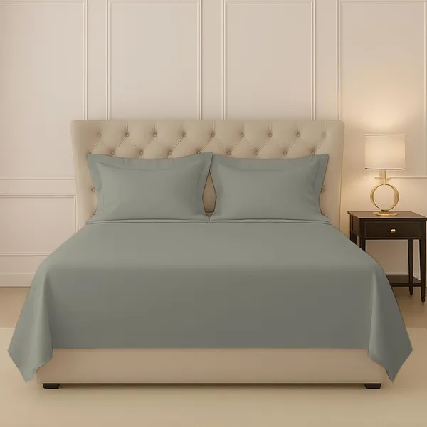 Silver_Cotton_Sateen_Solid_Double_Bedsheet