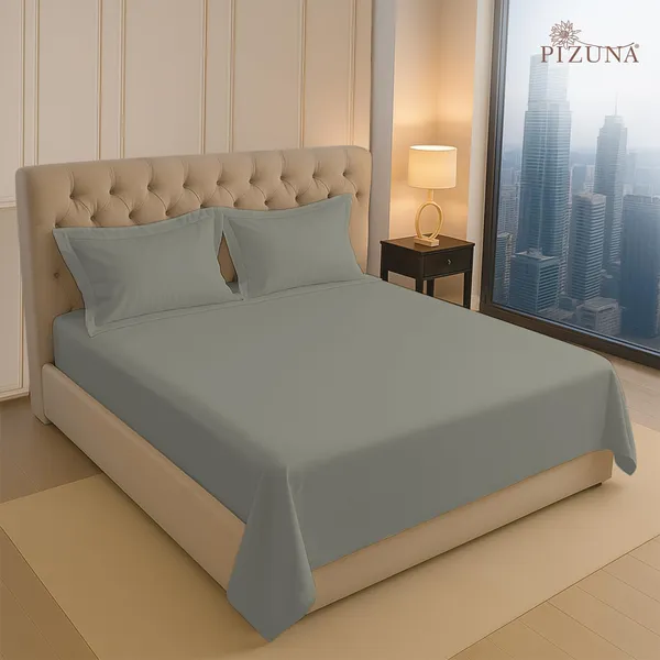 Silver_Cotton_Sateen_Solid_Double_Bedsheet