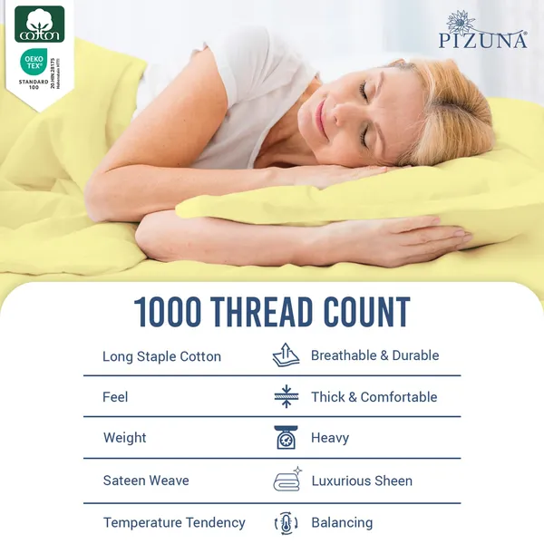 Pizuna_Cotton_Solid_Mellow_Yellow_Super_King_Flat_Bedsheet_Set