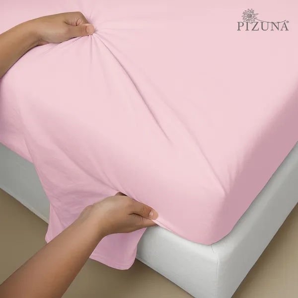 Pizuna_100%_Long_Staple_Cotton_Solid_Light_Pink_Super_King_Flat_Bedsheet_(600_Thread_Count)