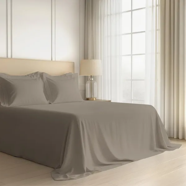 Pizuna_100%_Long_Staple_Cotton_Solid_Simply_Taupe_Super_King_Flat_Bedsheet_(600_Thread_Count)