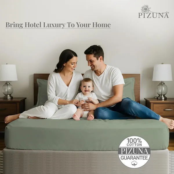 Pizuna_100%_Long_Staple_Cotton_Solid_Sea_Foam_Super_King_Flat_Bedsheet