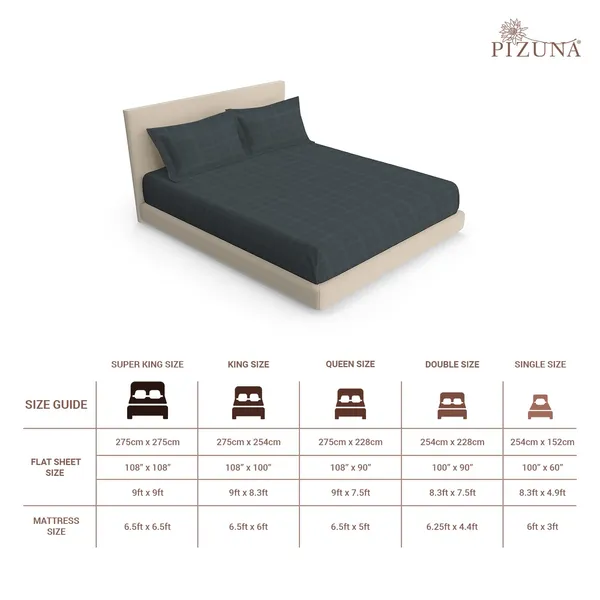 Pizuna_Cotton_Checks_Anthrazit_Grey_Super_King_Flat_Bedsheet_Set