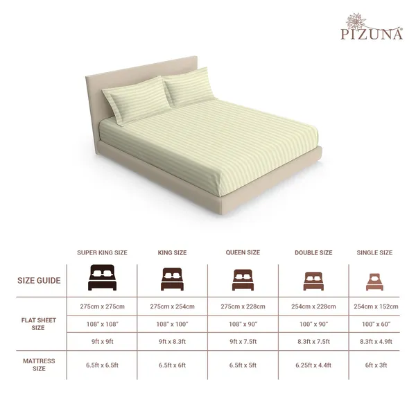 Pizuna_100%_Long_Staple_Cotton_Striped_Super_King_Flat_Bedsheet_Set_Cream