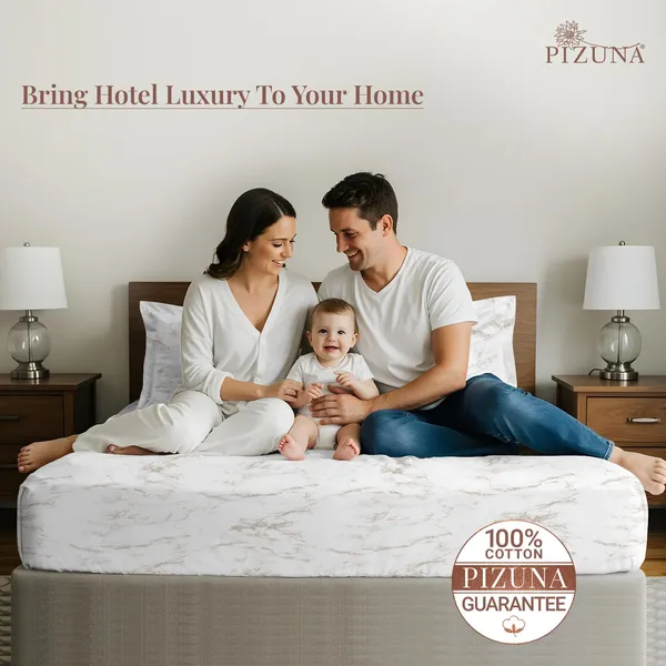 Pizuna_100%_Long_Staple_Cotton_Marble_Printed_Super_King_Flat_Bedsheet_Set_Taupe