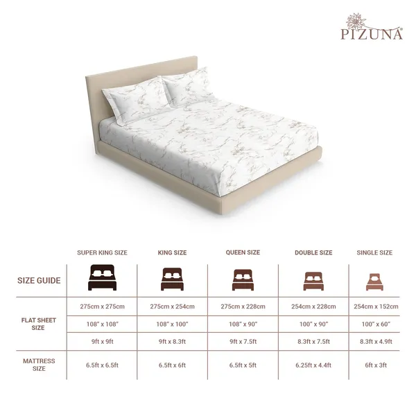 Pizuna_100%_Long_Staple_Cotton_Marble_Printed_Super_King_Flat_Bedsheet_Set_Taupe