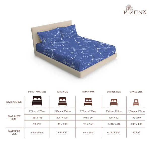 Pizuna_Cotton_Marble_Print_Marble_Blue_Super_King_Flat_Bedsheet_Set