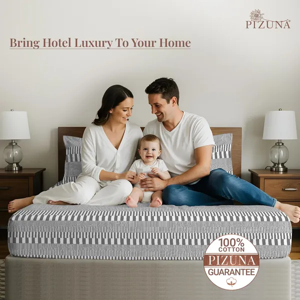 Pizuna_100%_Long_Staple_Cotton_Stripe_Printed_Super_King_Flat_Bedsheet_Set_Grey