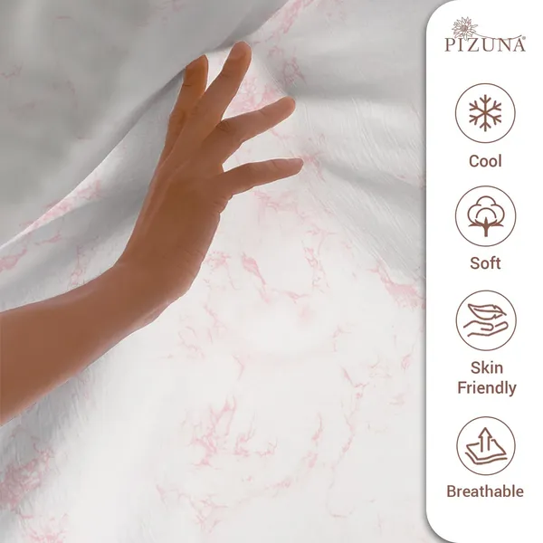 Pizuna_100%_Long_Staple_Cotton_Marble_Printed_Super_King_Flat_Bedsheet_Set_Light_Pink