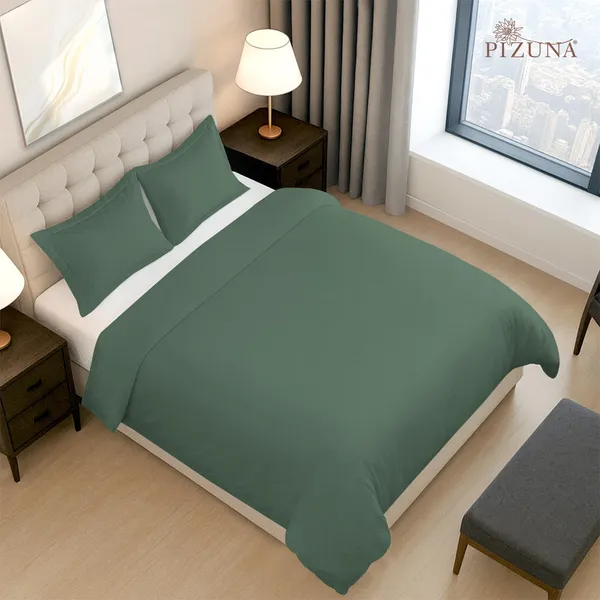Cotton_Solid_Hedge_Green_Double_Duvet_Cover