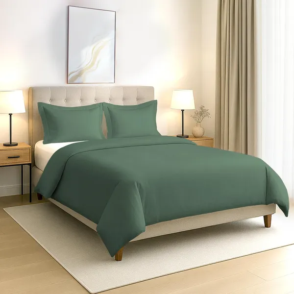 Cotton_Solid_Hedge_Green_Double_Duvet_Cover