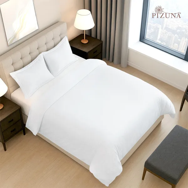 Pizuna_100%_Long_Staple_Cotton_Solid_White_Double_Duvet_Cover