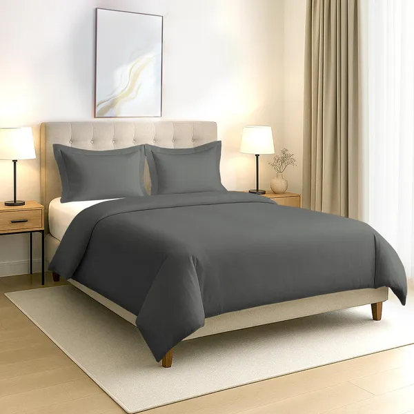 Cotton_Solid_Dark_Grey_Double_Duvet_Cover