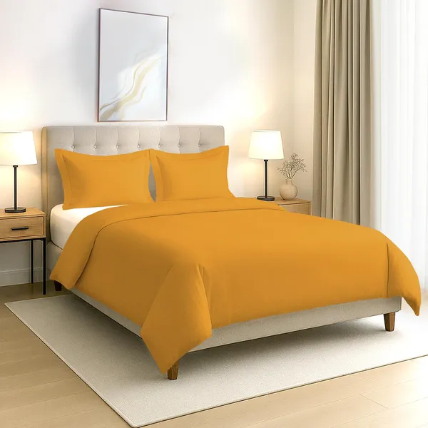 Cotton_Solid_Honey_Gold_Double_Duvet_Cover