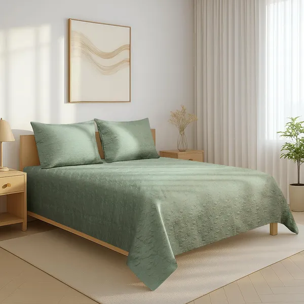 Pizuna_Cotton_Quilted_Solid_Sea_Foam_Super_King_Bedspread