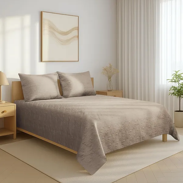 Cotton_Solid_Simply_Taupe_Super_King_Bedspread_With_Pillow_Covers