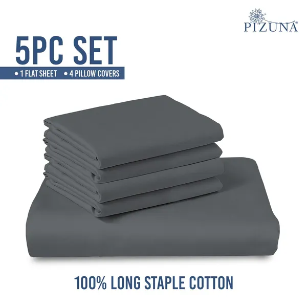 Cotton_Sateen_Solid_Dark_Grey_Super_King_Flat_Bedsheet_With_4_Pillow_Covers_(1000_Thread_Count)