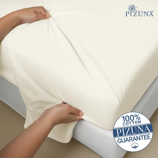 Pizuna_100%_Long_Staple_Cotton_Solid_New_Ivory_Super_King_Flat_Bedsheet_Set_(1000_Thread_Count)