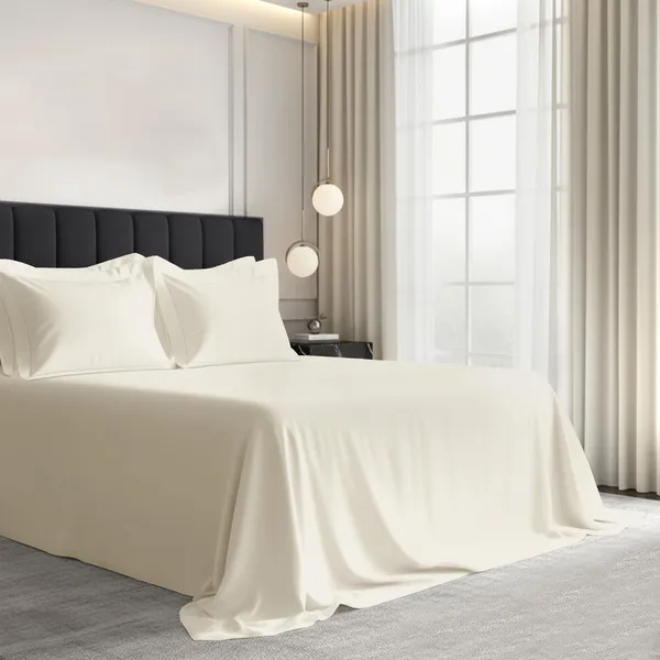 Pizuna_100%_Long_Staple_Cotton_Solid_New_Ivory_Super_King_Flat_Bedsheet_Set_(1000_Thread_Count)