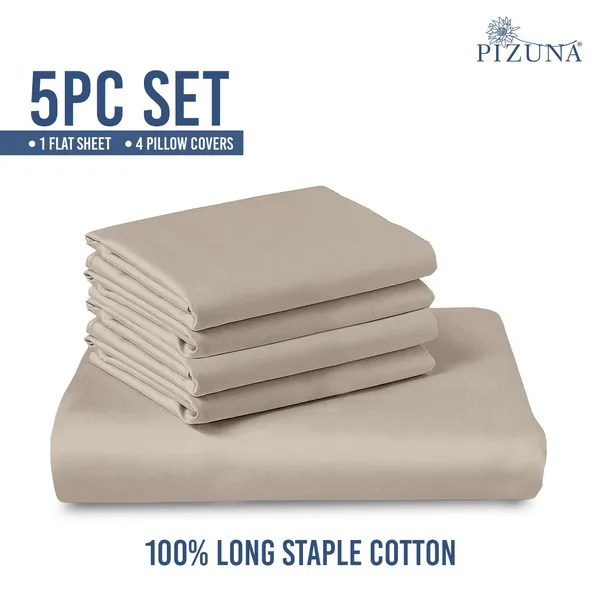 Cotton_Sateen_Solid_Simply_Taupe_Super_King_Flat_Bedsheet_With_4_Pillow_Covers_(1000_Thread_Count)