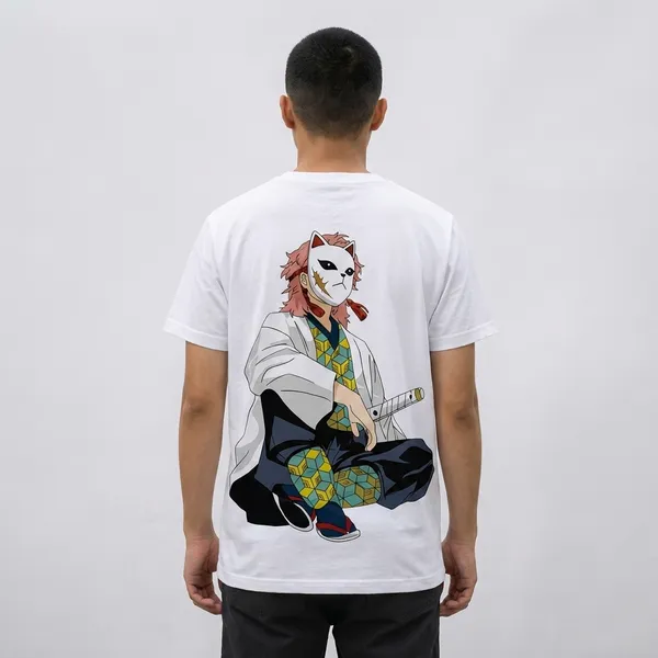White_Anime_Character_Print_T-Shirt_For_Men