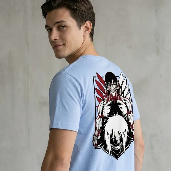 Light_Blue_Anime_Character_Graphic_Print_T-Shirt_For_Men