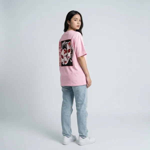 Pink_Anime_Character_Graphic_Print_T-Shirt_For_Women