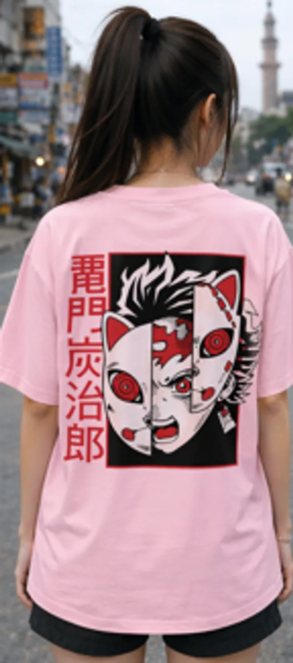 Pink_Anime_Character_Graphic_Print_T-Shirt_For_Women